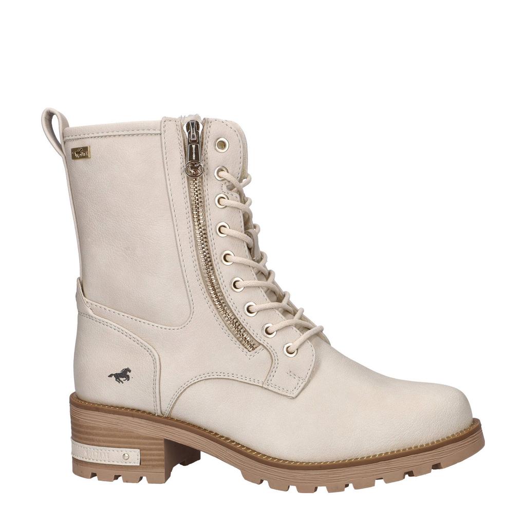 Mustang gevoerde veterboots ecru