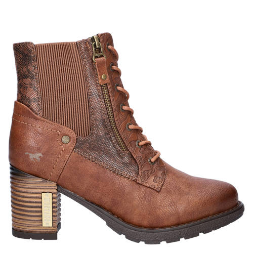 Mustang gevoerde veterboots cognac afbeelding