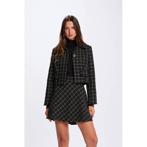 Morgan geruite mini rok met glitter zwart afbeelding