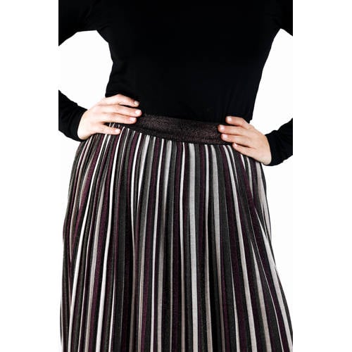 Paprika gestreepte plissé rok met glitter multi afbeelding