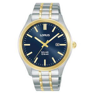 Lorus Analoog kwartshorloge voor heren met roestvrijstalen armband, Zilver/Blauw, Sportieve jurk
