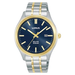 Lorus Analoog kwartshorloge voor heren met roestvrijstalen armband, Zilver/Blauw, Sportieve jurk Lorus Analoog kwartshorloge voor heren met roestvrijstalen armband, Zilver/Blauw, Sportieve jurk