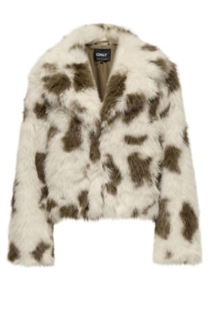 faux fur jas ecru