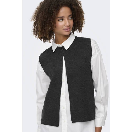 ONLY gilet met wol antraciet gebreid afbeelding