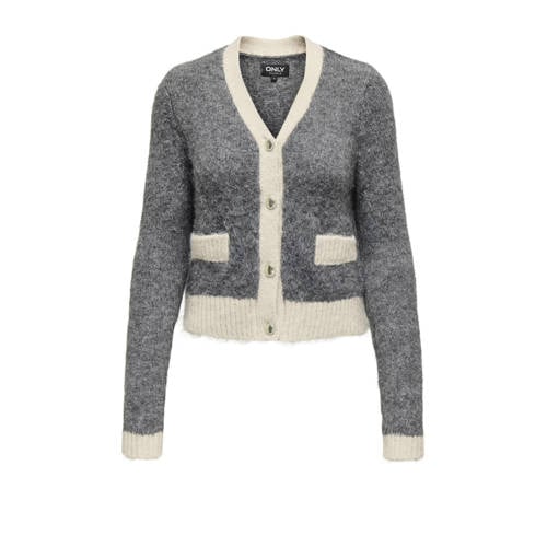 ONLY vest met wol grijs melange gebreid afbeelding