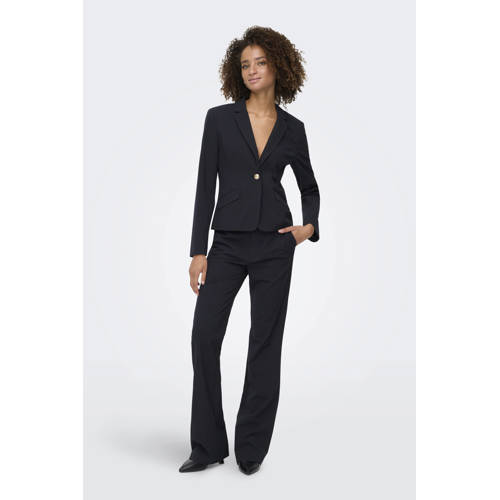 ONLY flared high waist casual broek met krijtstreep donkerblauw afbeelding
