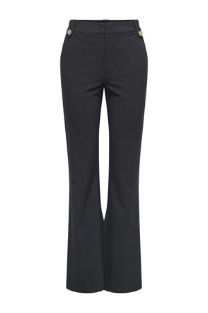 flared high waist casual broek met krijtstreep donkerblauw