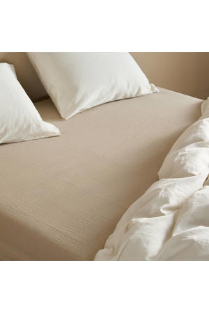 mousseline hoeslaken - zand
