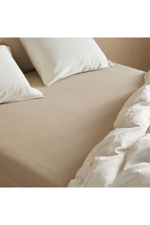 mousseline hoeslaken - zand