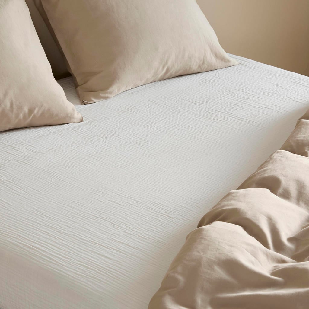 NOUS Living mousseline hoeslaken - off white
