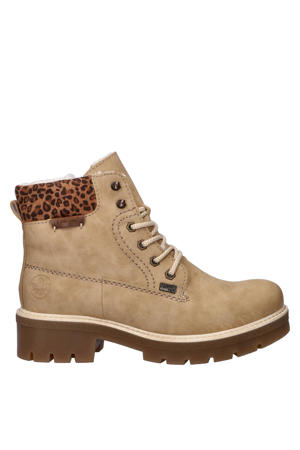 gevoerde veterboots beige
