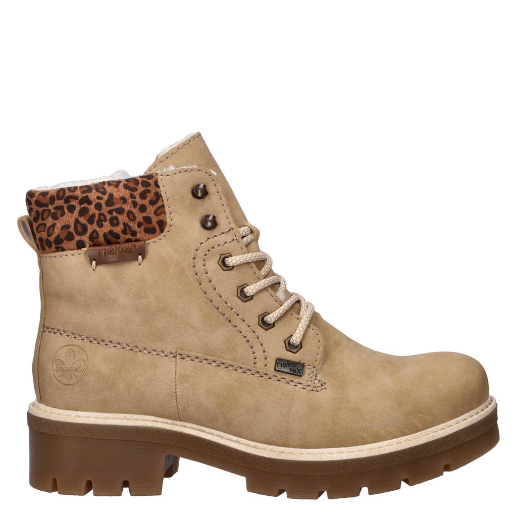 Beige dames Rieker gevoerde veterboots van nubuck