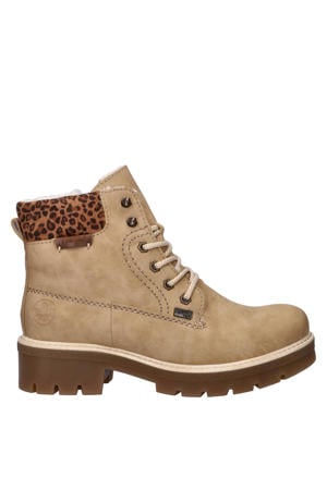 gevoerde veterboots beige