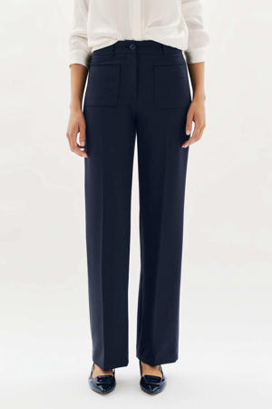 straight high waist broek donkerblauw