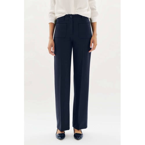 Caroll straight high waist broek donkerblauw afbeelding