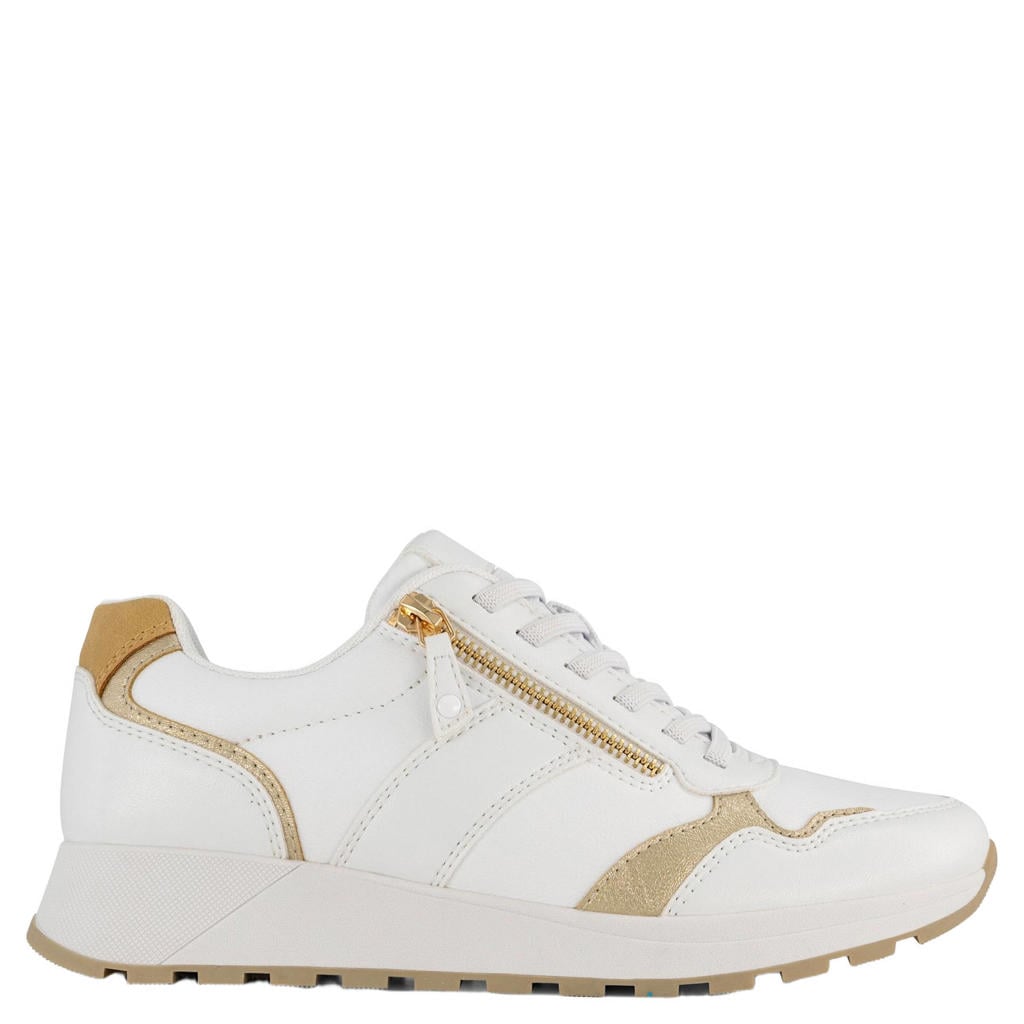 Wit en gouden dames Graceland sneakers van imitatieleer met veters