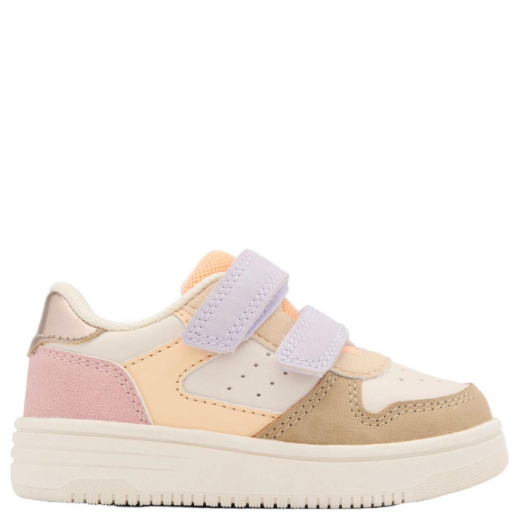 Beige meisjes Graceland imitatieleren sneakers pastel met klittenband
