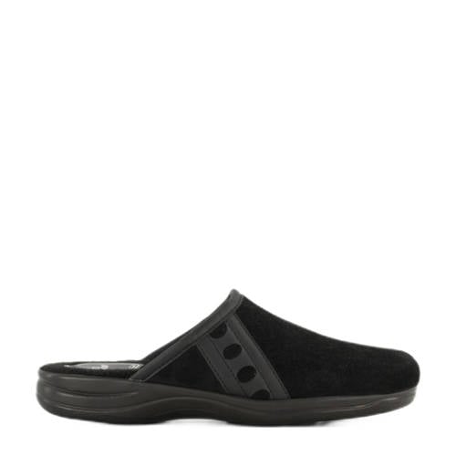 Casa mia velours pantoffels zwart afbeelding