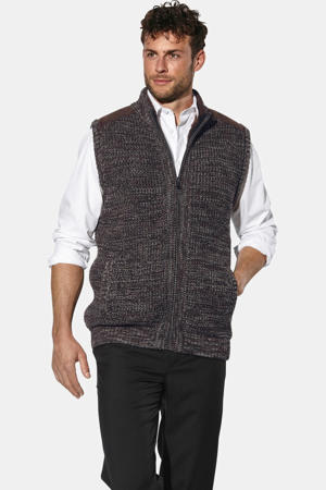 gebreid gemêleerd vest Plus Size met wol - donkerbruin