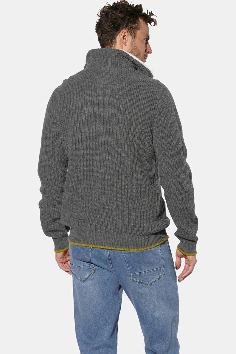 Schöneberger Trachten Couture Hoogwaardig gebreid herenvest Anton - klederdrachtjas van wol - cardigan jas in bruin of blauw - Anton, antraciet, M