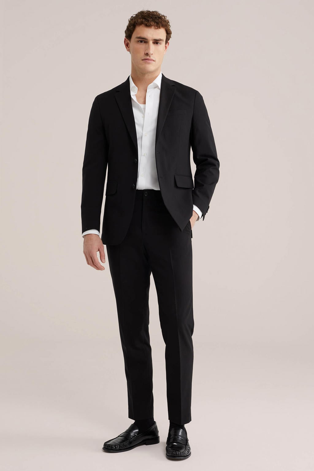 WE Fashion slim pantalon zwart