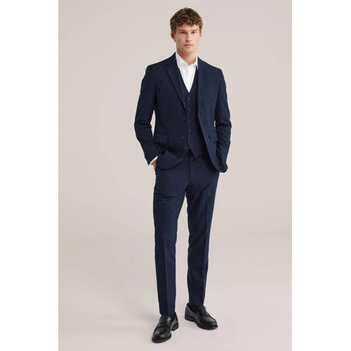 WE Fashion slim chino donkerblauw afbeelding