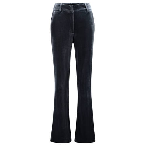 Expresso fluwelen flared high waist pantalon antraciet afbeelding