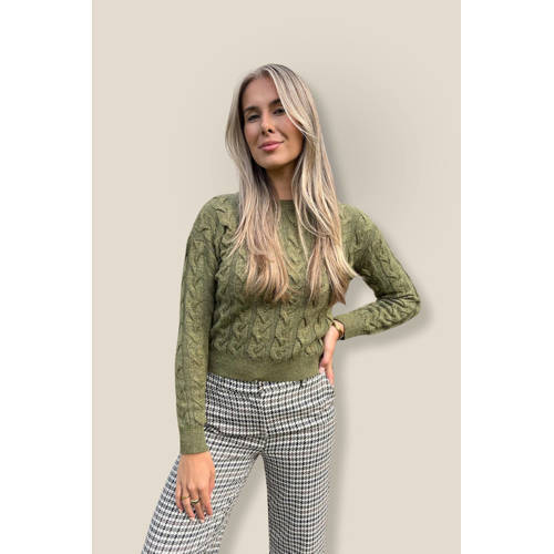 Elvira Collections gebreide trui groen met kabels afbeelding