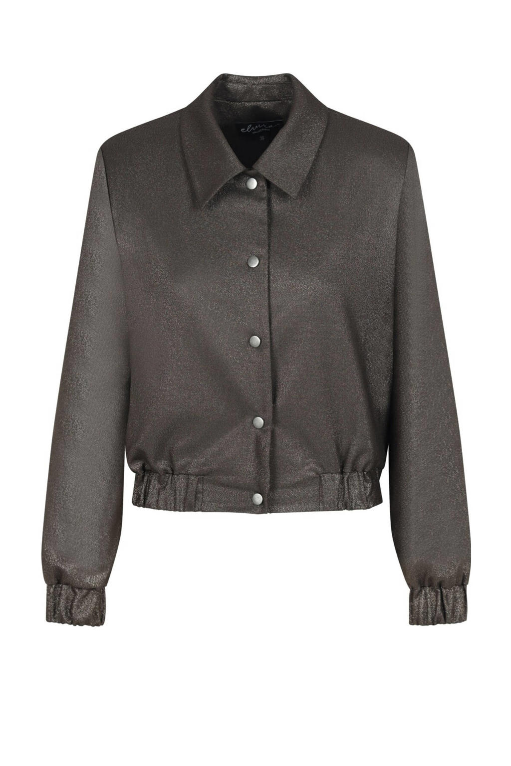 Bronzen dames Elvira Collections jasje van polyester met effen, lange mouwen, klassieke kraag, knoopsluiting en elastische boord