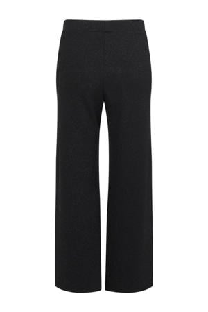 wide leg high waist casual broek zwart