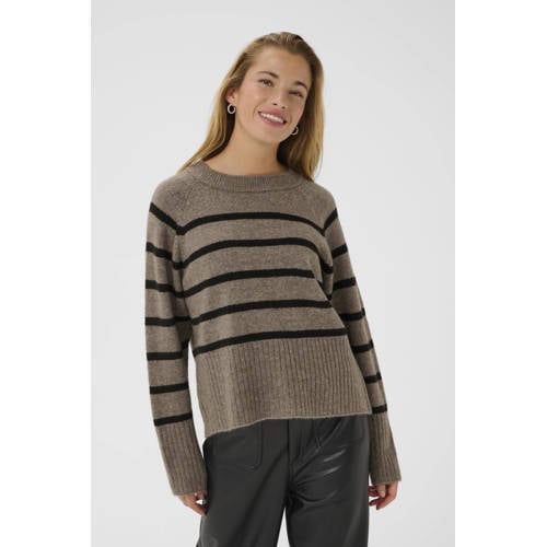 Kaffe gestreepte pullover bruin afbeelding