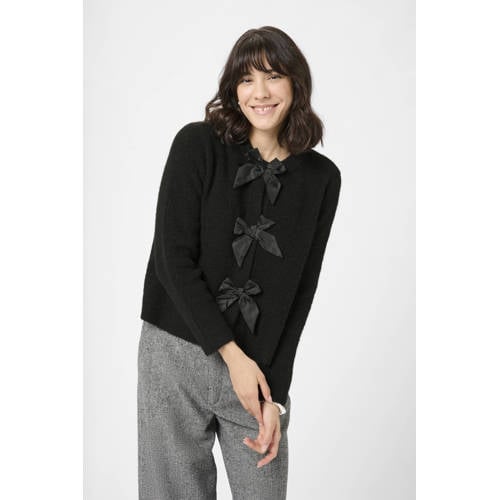 Kaffe vest zwart rib gebreid afbeelding