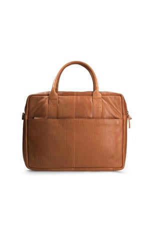 18 inch leren laptoptas cognac