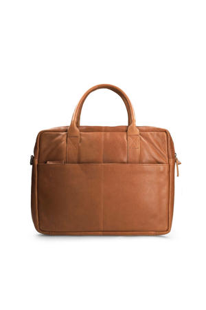  18 inch leren laptoptas cognac