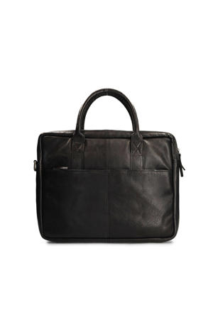  18 inch leren laptoptas zwart