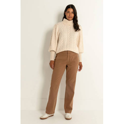 CLAUDIA BY CLAUDIA STRÄTER straight high waist casual broek camel afbeelding