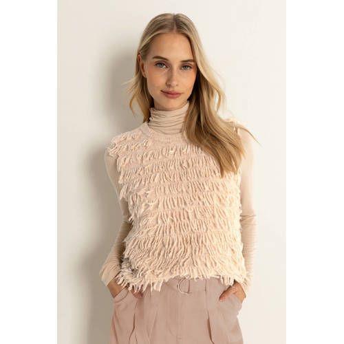 CLAUDIA BY CLAUDIA STRÄTER mouwloze top met wol beige gebreid afbeelding