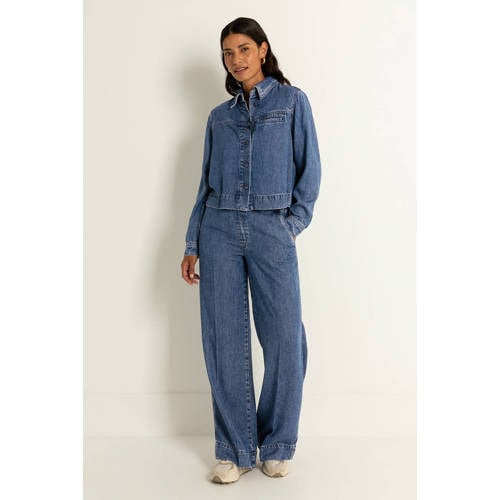 CLAUDIA BY CLAUDIA STRÄTER high waist wide leg jeans medium blue denim afbeelding