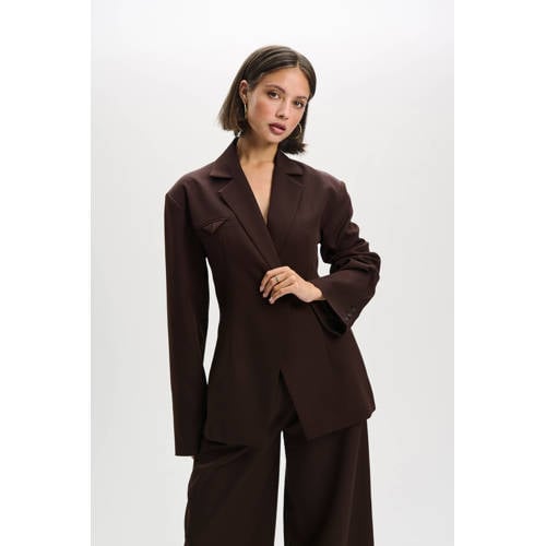 Refined Department getailleerde blazer donkerbruin afbeelding