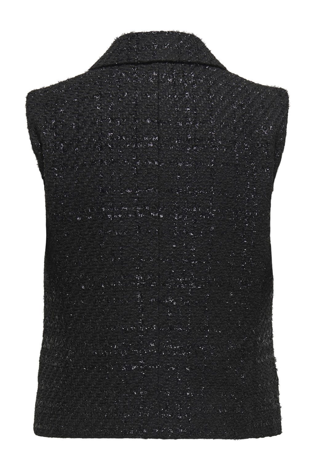 Zwarte dames ONLY gilet van polyester met effen, V-hals en double breasted sluiting