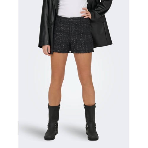 ONLY regular waist casual short zwart met lurex afbeelding