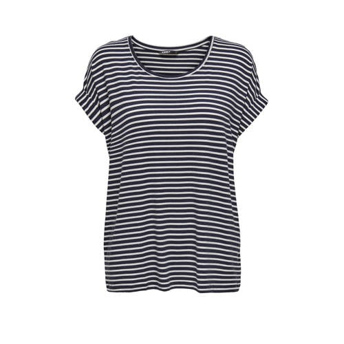 ONLY CARMAKOMA gestreepte top donkerblauw afbeelding