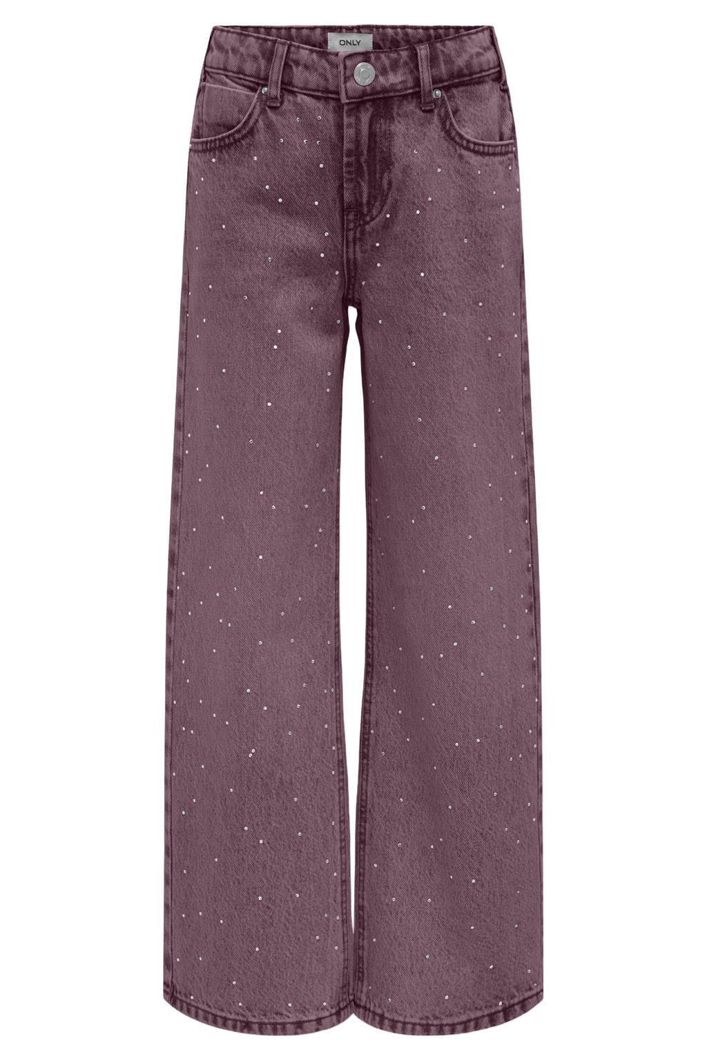 Paarse meisjes KIDS ONLY GIRL wide leg jeans van denim met rits- en haaksluiting