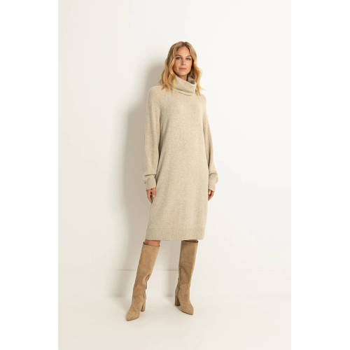 Claudia Sträter jurk met col gebreid beige afbeelding