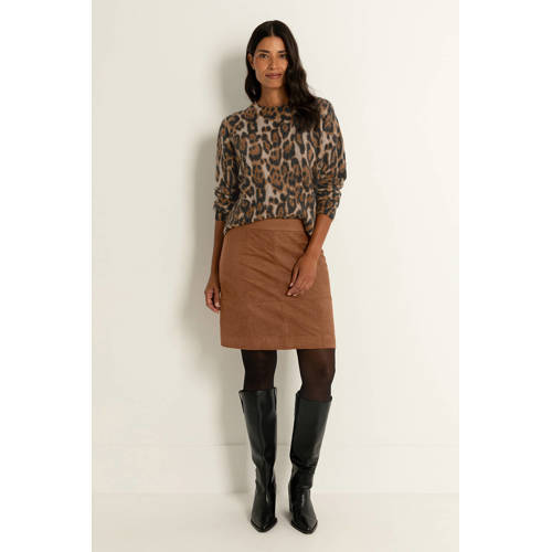 Claudia Sträter suede korte rok cognac afbeelding
