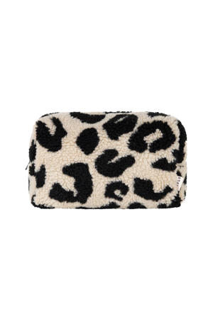 teddy toilettas met panterprint beige