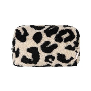 teddy toilettas met panterprint beige