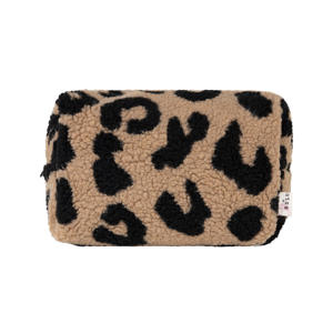 teddy toilettas met panterprint bruin