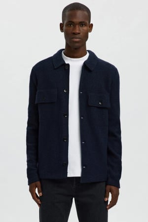 wollen overshirt donkerblauw