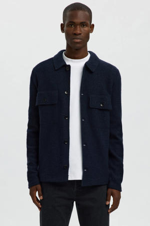 wollen overshirt donkerblauw